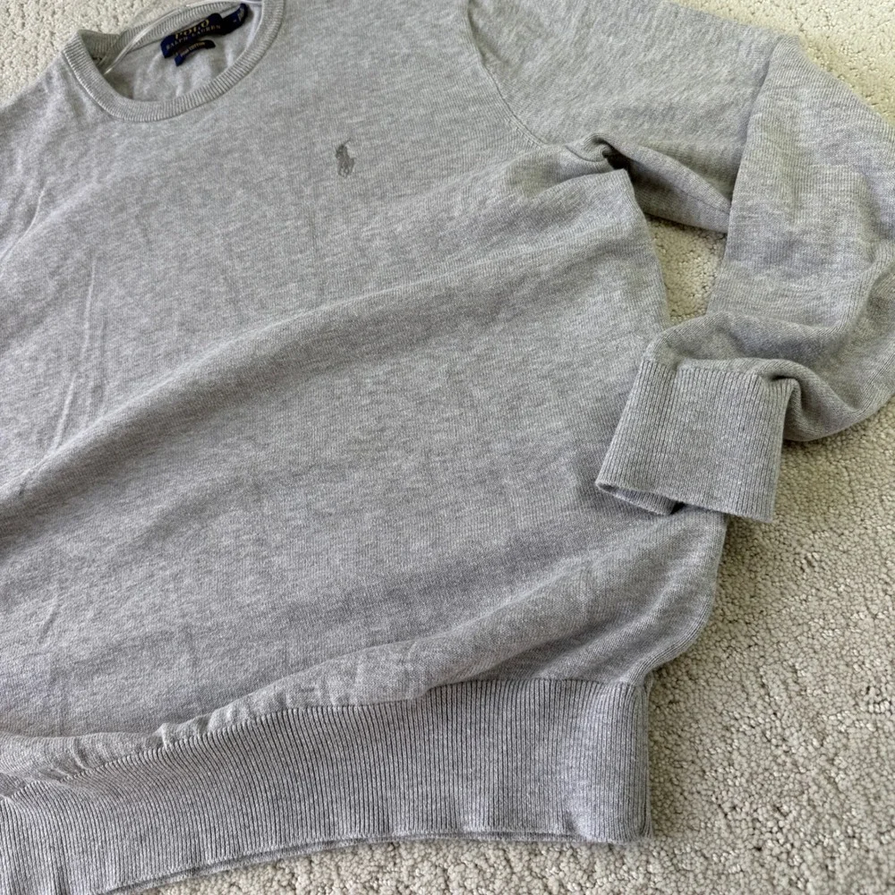 Polo Ralph Lauren Crewneck Sweater Mens Size M Gray Pima Cotton Pony Logo